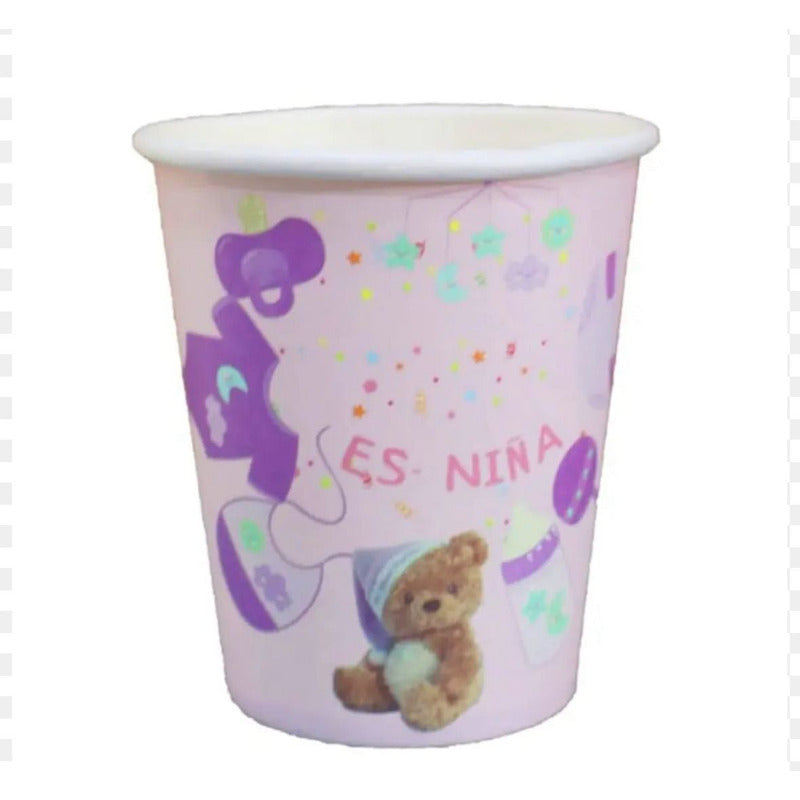 Pack 6 Vasos Cotillón Baby Shower Niña Rosa