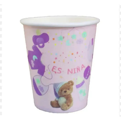 Pack 6 Vasos Cotillón Baby Shower Niña Rosa