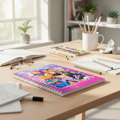 Agenda Cuaderno Espiral Tapa Dura Huntrx Diseño Anime Violeta