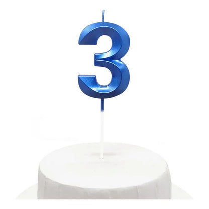 Vela De Cumpleaños Numeral Azul Brillante 5x7 Cm