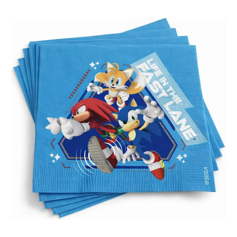 Pack 12 Servilletas Sonic De Cumpleaños Y Fiestas