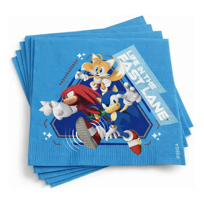 Pack 12 Servilletas Sonic De Cumpleaños Y Fiestas