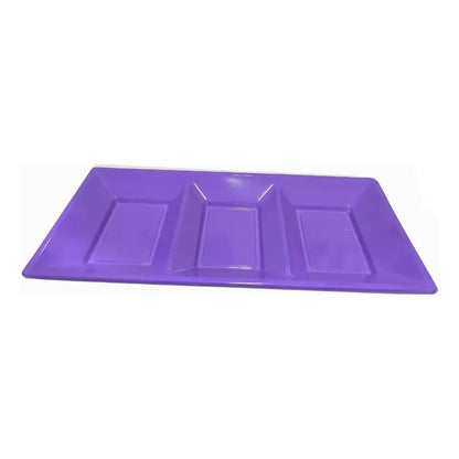 Pack 3 Bandejas Rectangular Compartida De Color  37x18 Cm