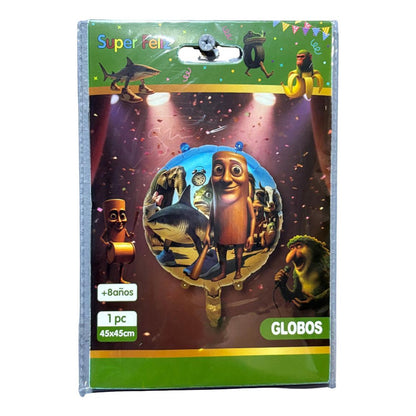 Set 4 Globos Metalizados De Cumpleaños Tralaleros Brainrot Verde