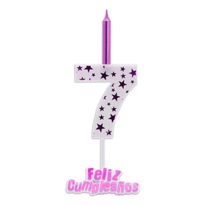 Vela De Cumpleaños De Estrella Rosada 13 Cm