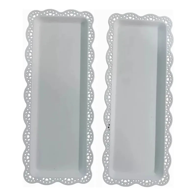 Pack 2 Bandejas Acrílicas Reutilizable Para Coctel 30x15 Cm  Blanco