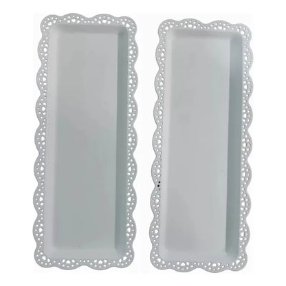 Pack 2 Bandejas Acrílicas Reutilizable Para Coctel 30x15 Cm  Blanco