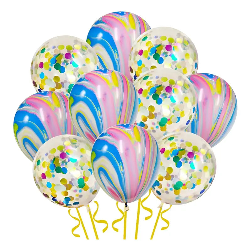 Set 10 Globos Manchas Retro Ochenteros Vintage Surtido