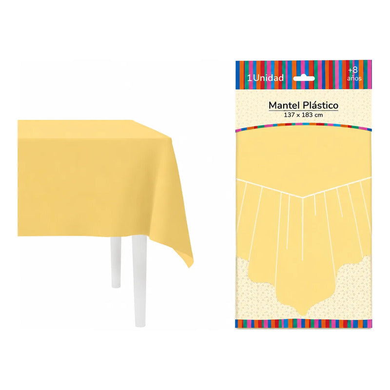 Mantel De Mesa Rectangular Liso Colores Pasteles 137x183 Amarillo