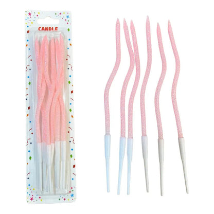 Pack 6 Velas De Cumpleaños Ovaladas Degrade Glitter