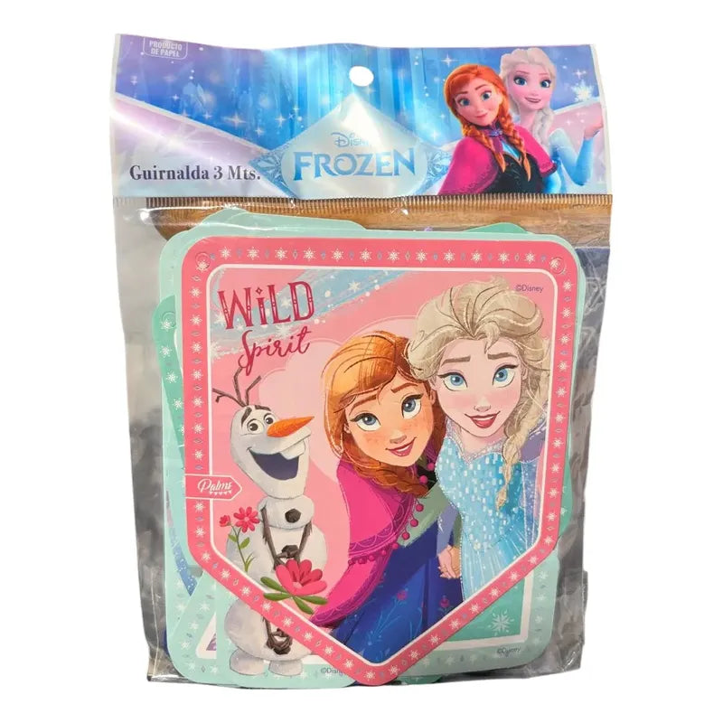 Guirnalda Banderín Frozen Disney 3 Mts Cotillón Cumpleaños Celeste