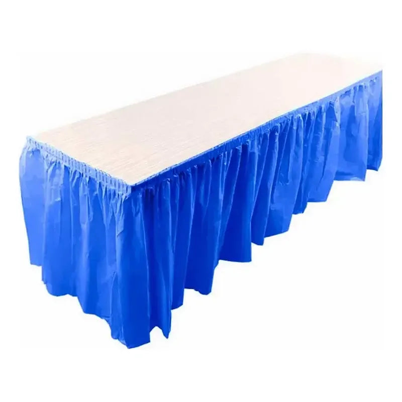 Faldon De Mesa Decoración De Fiestas 74 X 426 Cm Color Azul Lisa