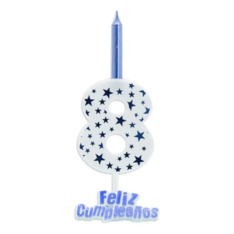 Vela De Cumpleaños Numero Estrella Azul