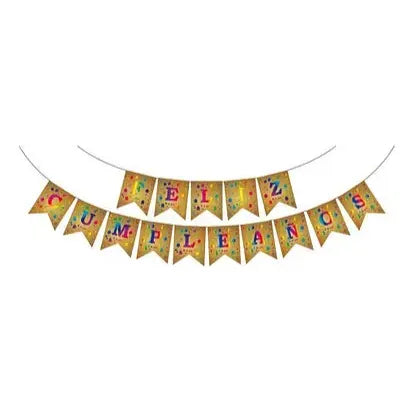 Guirnalda Banderin Feliz Cumpleaños Dorado 5 Mts Dorado Feliz Cumpleaños