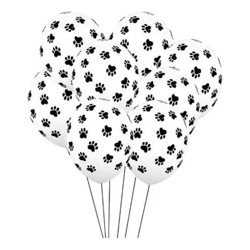 50 Globos De Látex Huellas De Patita De Perro Para Fiestas Blanco