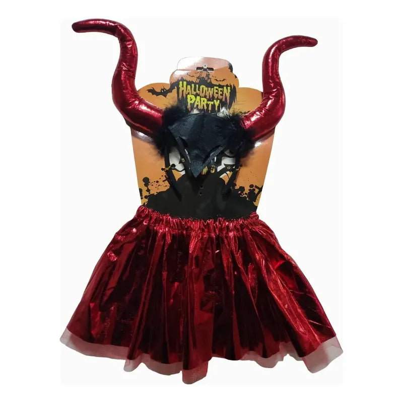 Disfraz Diabla Niña 2 A 4 Años 2 Piezas  Rojo 2-4