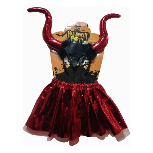 Disfraz Diabla Niña 2 A 4 Años 2 Piezas  Rojo 2-4