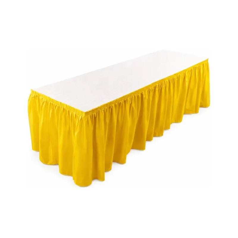 Faldon De Mesa Decoración De Fiestas 74 X 426 Cm Color Amarillo Lisa