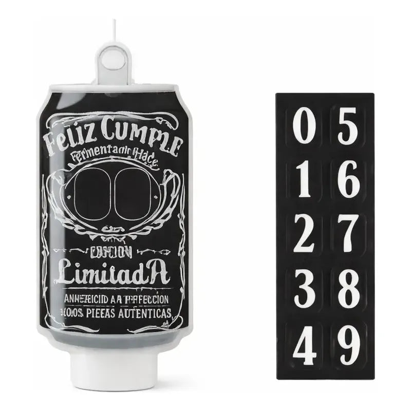 Vela Cumpleaños Lata Whisky + Números Personalizables