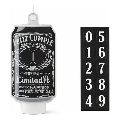Vela Cumpleaños Lata Whisky + Números Personalizables