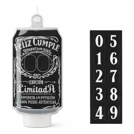 Vela Cumpleaños Lata Whisky + Números Personalizables