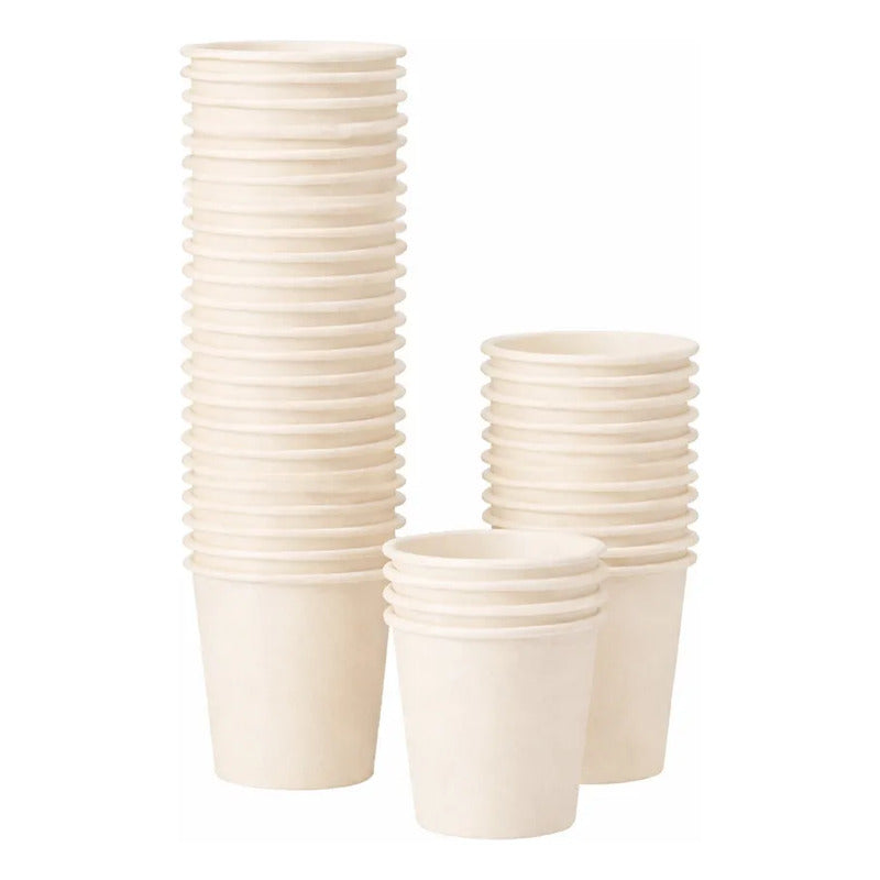 Pack 50 Mini Vasos Desechables Poli Papel 80 Ml Color Beige Beige