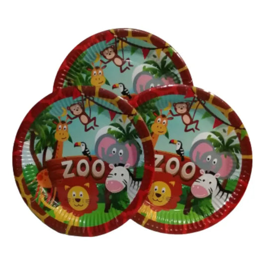 Pack Cotillón 10 Platos Cumpleaños Animales Safari