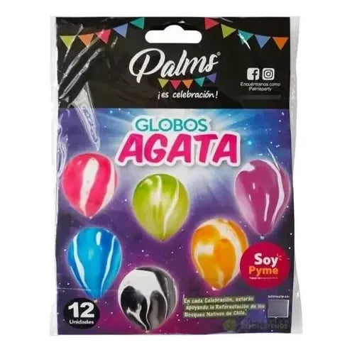 Pack 12 Globos De Cumpleaños Manchas Agata Surtido