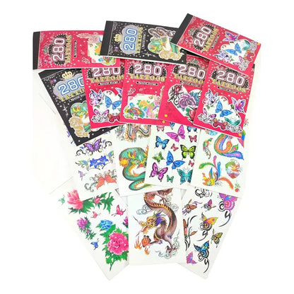 Pack 50 Hojas  De Tatuajes Temporales Sorpresa De Cumpleaños Negro Surtido