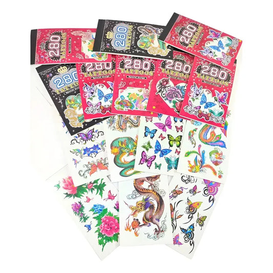 Pack 50 Hojas  De Tatuajes Temporales Sorpresa De Cumpleaños Negro Surtido