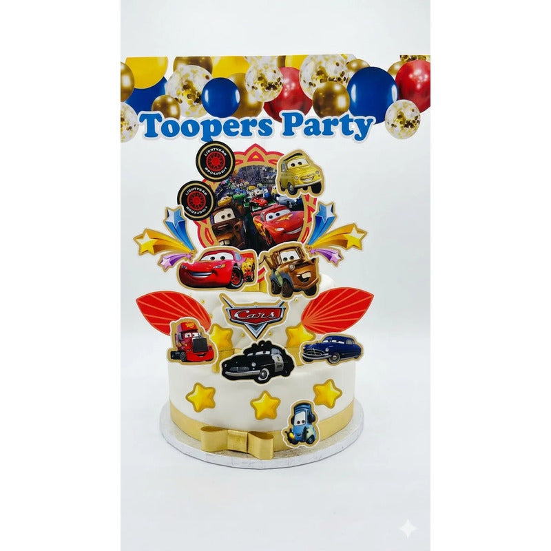 Topper Para Torta Cars Rayo Mcqueen Decoración Cumpleaños Rojo