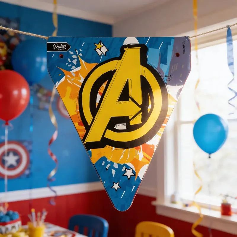 Banderin Avengers Medida 3 Metros 1 Unidad Azul