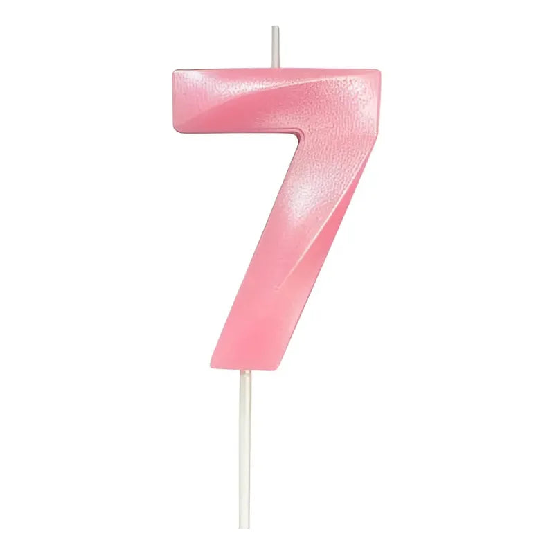Vela De Cumpleaños Numeral Rosado Brillante 5x7 Cm