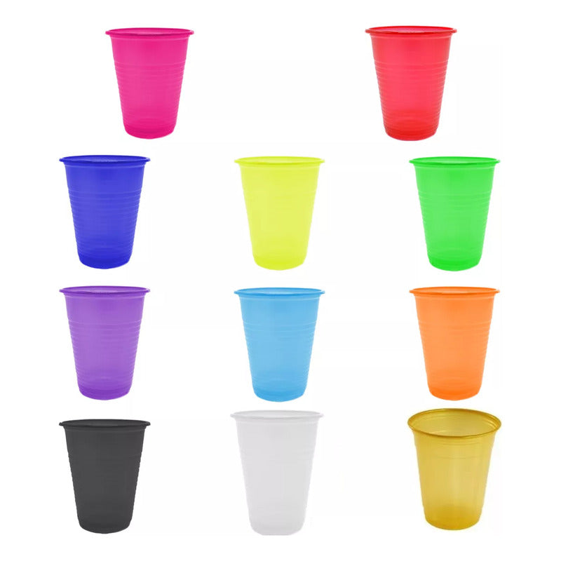 25 Vasos Plásticos Unicolor  De 200 Cc Color A Eleccion