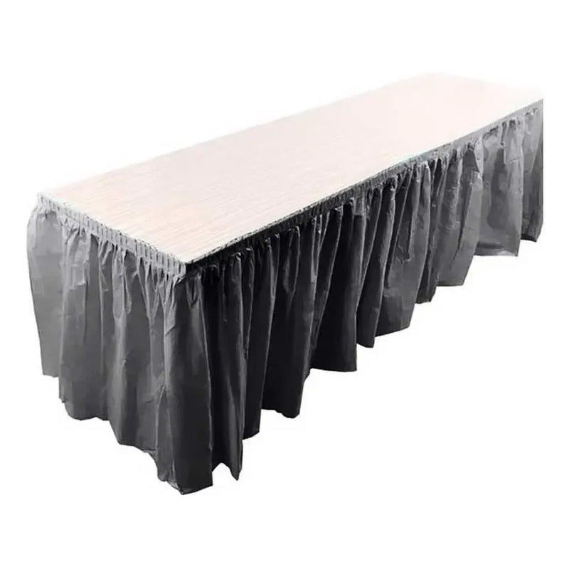 Faldon De Mesa Decoración De Fiestas 74 X 426 Cm Color Negro Lisa