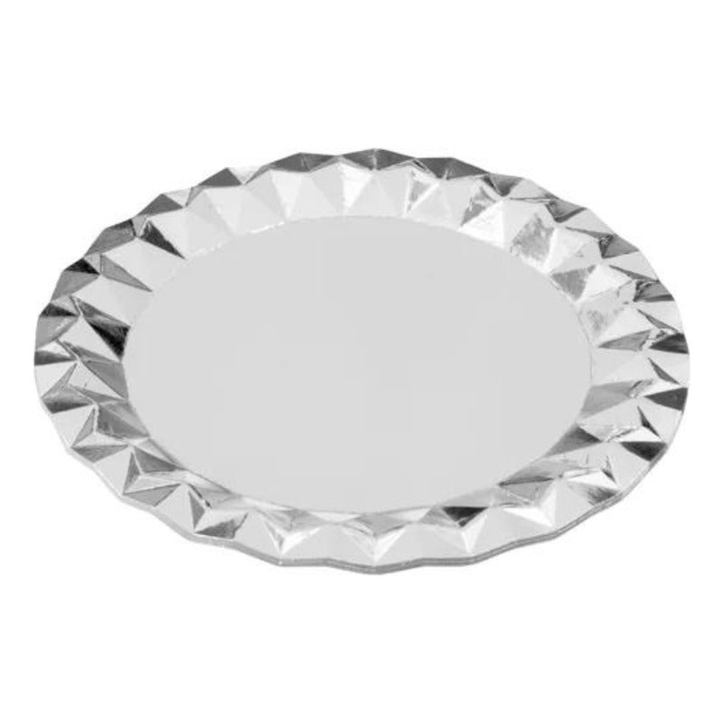 Platos De Torta De Cartón Metalizados 18 Cm Color X 6 Unidad