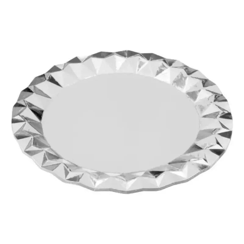 Platos De Torta De Cartón Metalizados 18 Cm Color X 6 Unidad