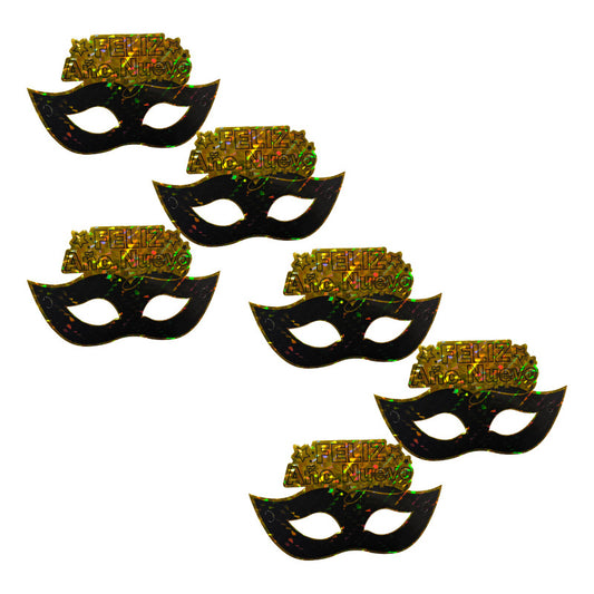 Pack 6 Antifaz Año Nuevo Dorados
