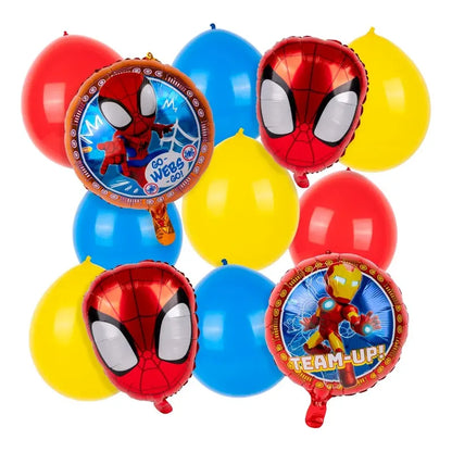 Bouquet Globos Liso, Confeti Y Nylon Spidey 12 Unidades