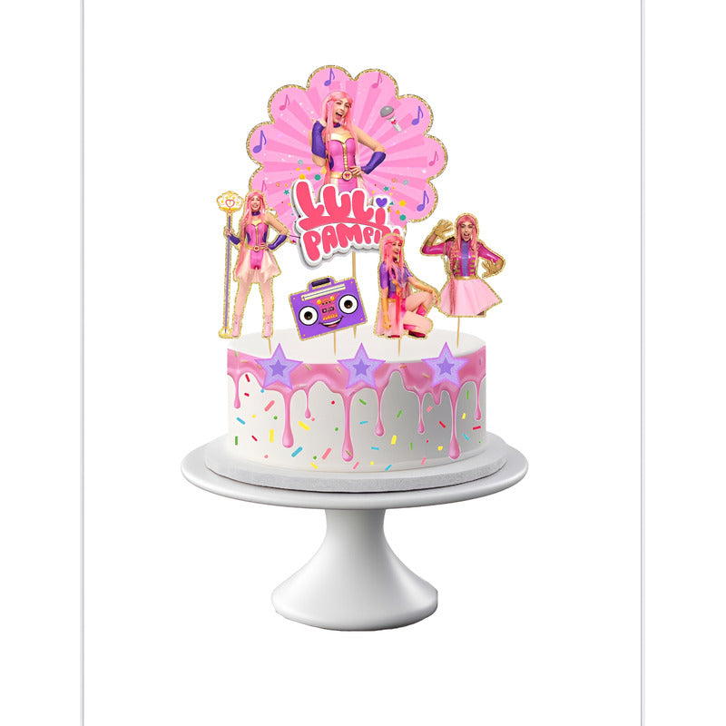 Decoración Cumpleaños 5 Topper  Luli Pampim Rosada Luli Pampim