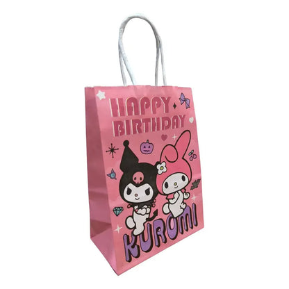 12 Bolsas Papel Cumpleaños Kuromi 16x21 Cm Morado Kuromi