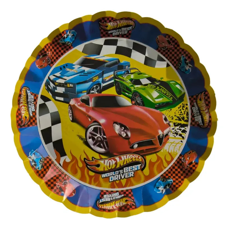 Pack 4 Bandejas Cumpleaños Hot Wheels ( Cartón 32 Cm ) Azul