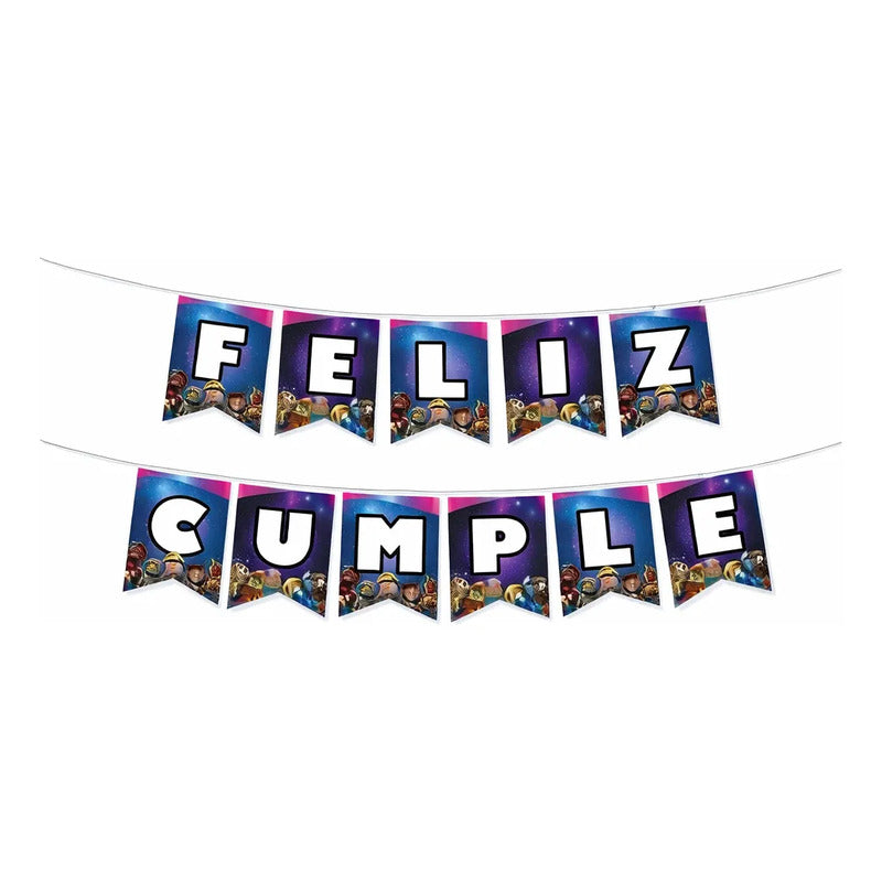 Banderín Feliz Cumpleaños Roblox Fiesta Decoración Azul