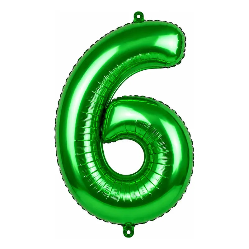 Globo Número Metalizado Verde Para Fiesta Y Decoración 6