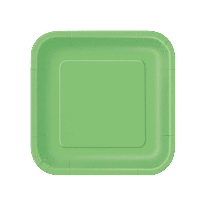 10 Platos De Cartón Cuadrados De Colores Cumpleaños 18 Cm