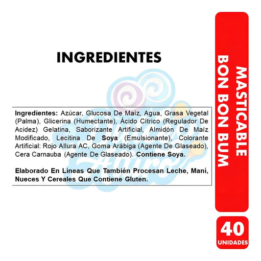 Masticable Bon Bon Bum Sabor Fresa De Colombina (bolsa 40un)