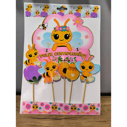 Pack 5 Topper Cumpleaños Abejita Chiquitita Plim Plim
