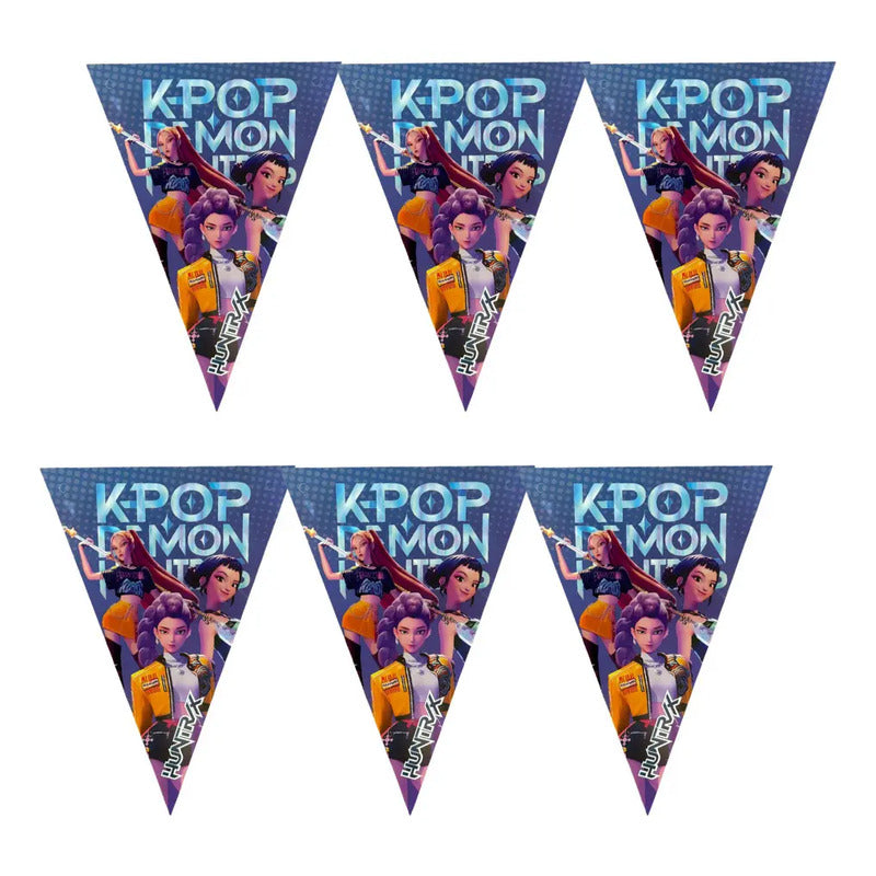 Banderín Colgante Decorativo Guerreras K-pop Demon Hunters Violeta