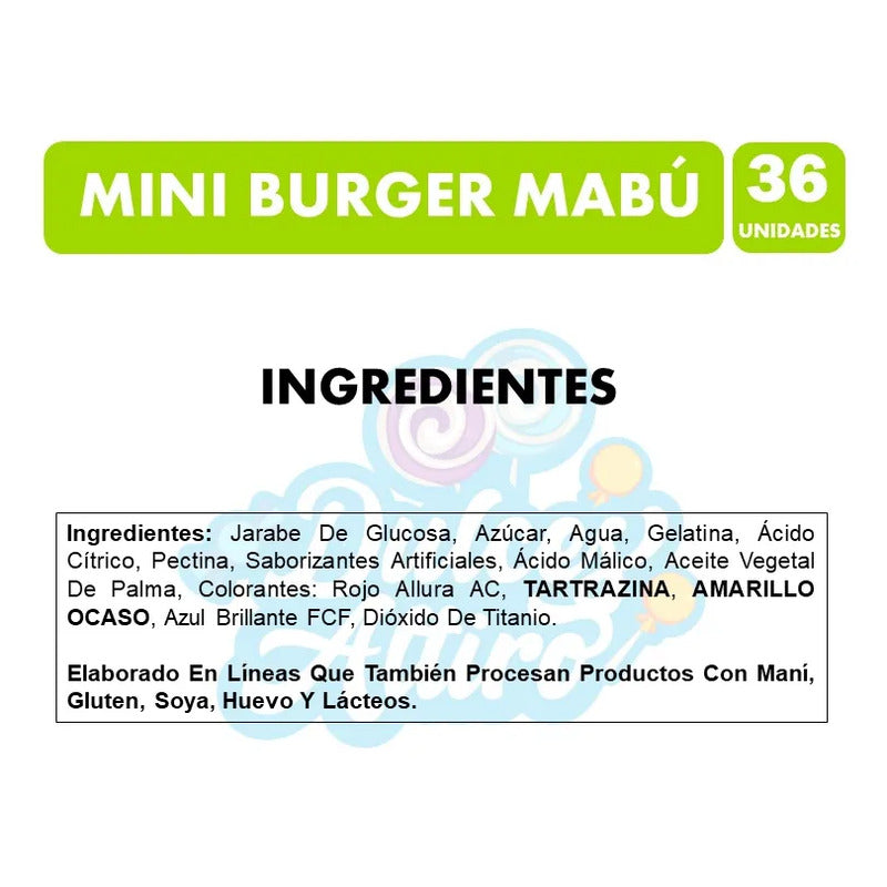 Bolsa De Gomitas Mabú Mini Burger (bolsa Con 36 Unidades)