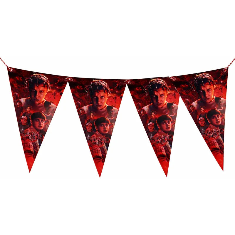 Guirnalda Banderín Stranger Things Fiesta Cumpleaños Rojo